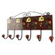 Ceramic Floral Tile Hook in Dark Brown
